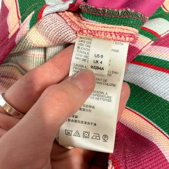 Free People La Paz Stripe Cotton Blend Ankle Pants Berry Combo Size 0 - Picture 10 of 11